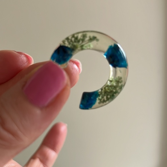 Resin earrings, vintage, from the 1980s, blue and green - Picture 3 of 4